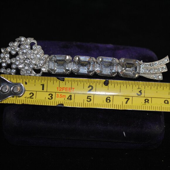 Large Antique/Vintage 1920s-30s Rhinestone Bouquet Comet Brooch - Picture 8 of 9